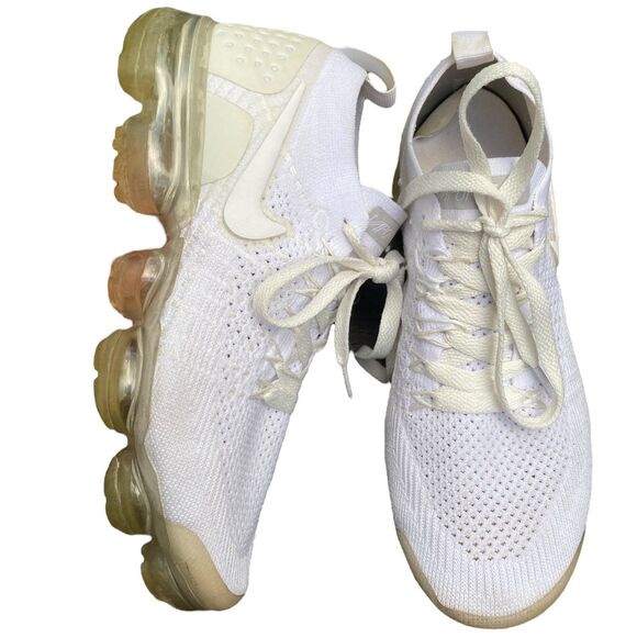 Nike Air Vapormax FlyKnit 2 Women's size 8 triple White Pure Running Shoes - Picture 1 of 12